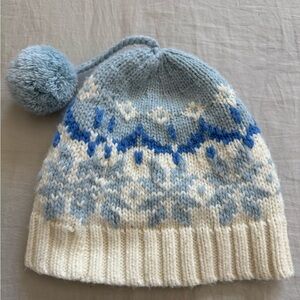 Blue and White Fair isle Knit Beanie